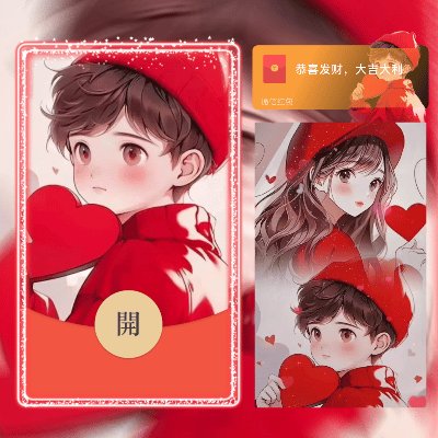 微信红包封面 |『比心情侣男孩』 - 会优科技优惠价¥2.05