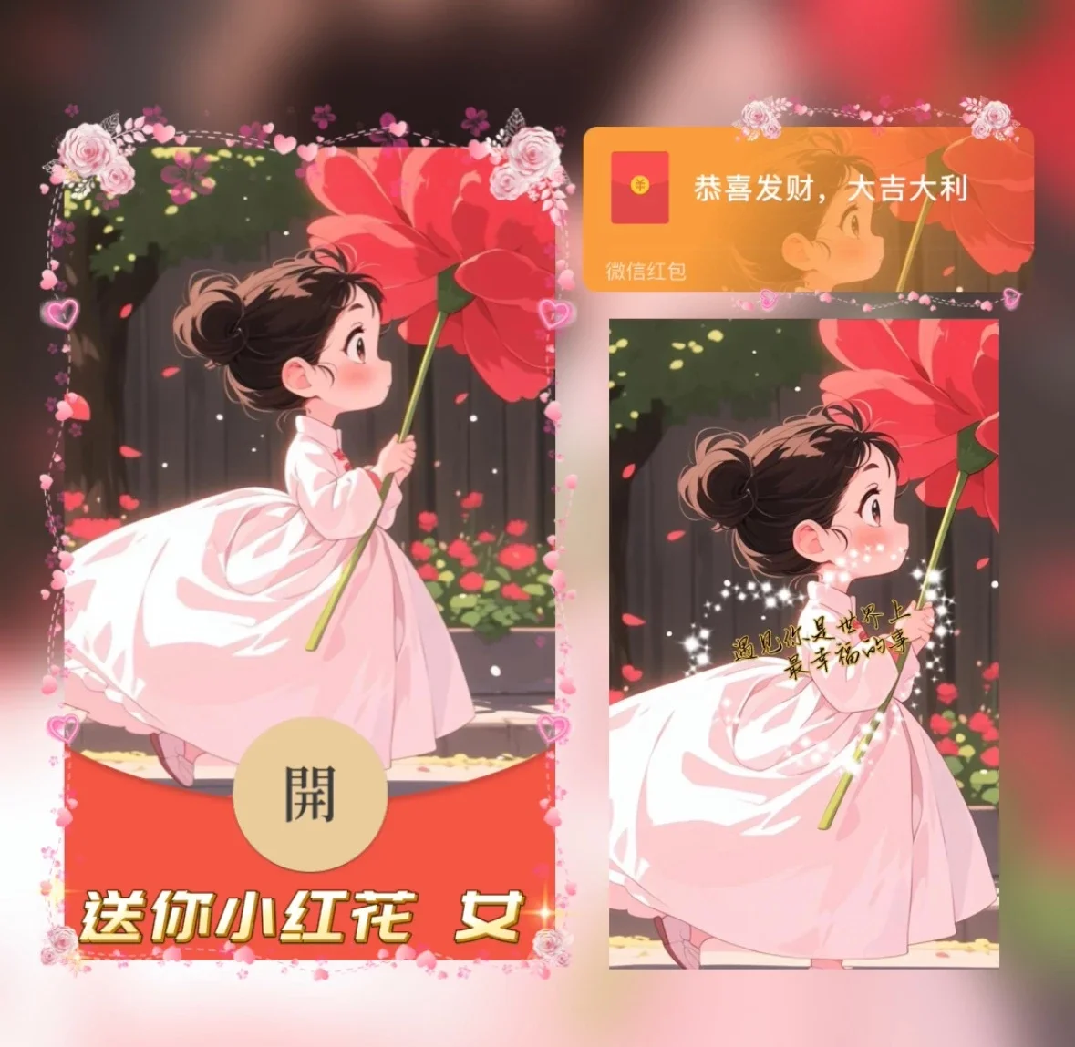 微信红包封面 |『送你小红花 女』 - 会优科技优惠价¥2.05