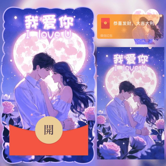 微信红包封面 |『爱心月亮我爱你/情侣爱情动态/ln』