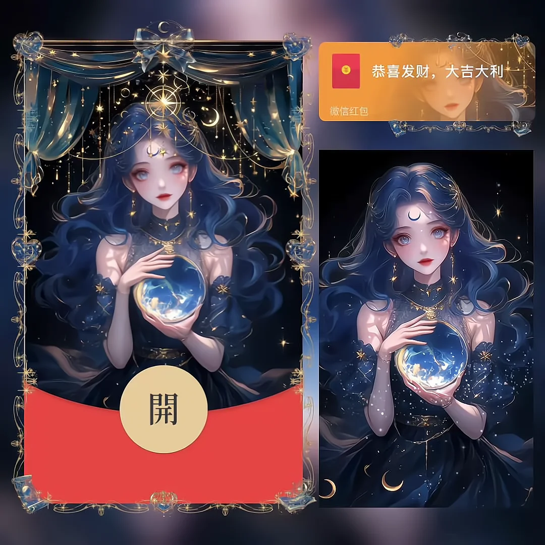 微信红包封面 |『星月之恋/情侣女』 - 会优科技优惠价¥2.05