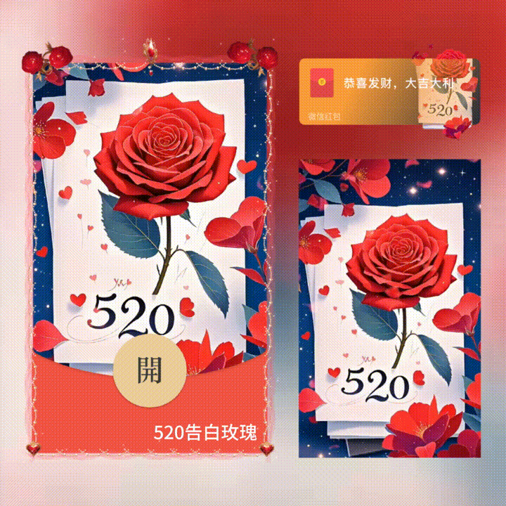 微信红包封面 |『520告白玫瑰/新版动态/xn』 - 会优科技优惠价¥2.61