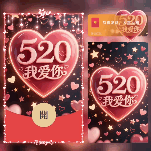 微信红包封面 |『520我爱你/bao』 - 会优科技优惠价¥2.61