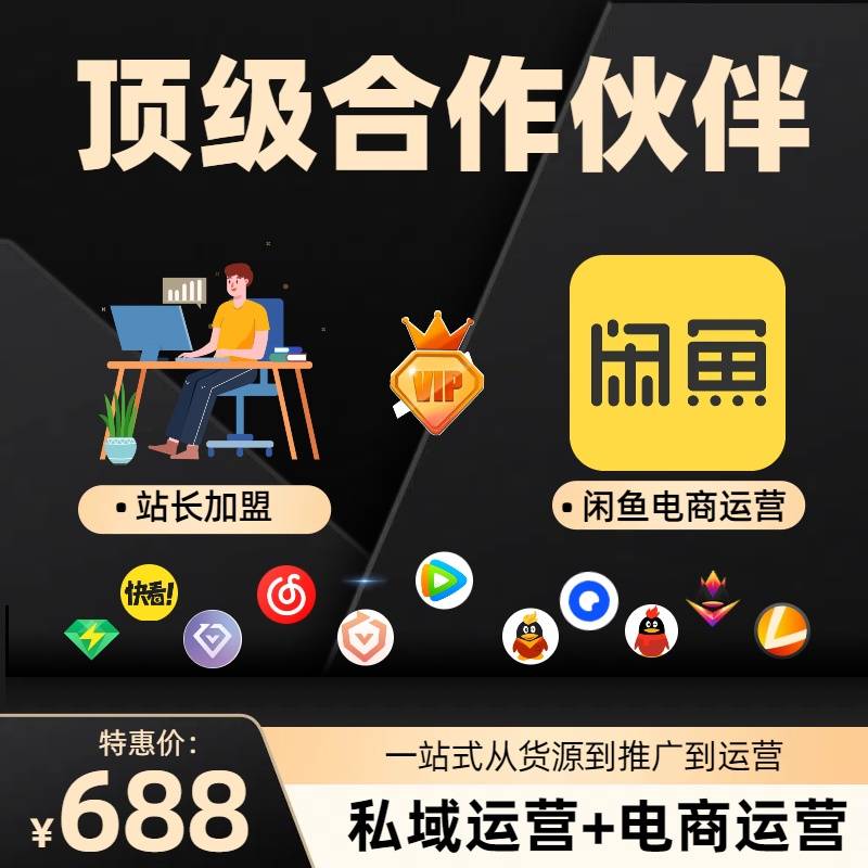 【运营必备】顶级合作伙伴闲鱼电商运营+站长加盟 - 会优科技优惠价¥729.28